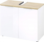 Germania WB Base Cabinet 2752-513 GW-Pescara in White/Navarre Oak Replica with Glass Fronts 70 x 58 x 34 cm (W x H x D)