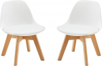 LuxNook 2 lastetooli komplekt puidust jalgadega, vastupidavad lastetoolid seljatoega lastetoas, 1-6 aastased lapsed, PP + PU (valge)