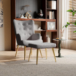 KeepGoon magamistoatool, Skandinaavia tugitool koos jalatoega, mugav pehme kangast elutoa tool kuldsete metalljalgadega, elutoa tool (tumehall)