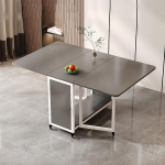 BAYTEWJX Kokkupandav mitmek&uuml;lgne laud, puidust kokkupandav laud, kokkupandav k&ouml;&ouml;gilaud ratastega, v&auml;ikestesse ruumidesse, s&ouml;&ouml;gituppa, elutuppa (tumehall, 160 x 80 x 77 cm)