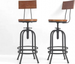 BOKKOLIK 2 t&ouml;&ouml;stusliku baaritooli komplekt koos seljatoega P&ouml;&ouml;rlev puidust istmega baaritooli reguleeritava k&otilde;rgusega 26-32-tolline k&ouml;&ouml;gisaare s&ouml;&ouml;gitooliga