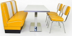 m&ouml;belland24 American Diner Bench Set Yellow Viber 120 cm + s&ouml;&ouml;gilaud + 2 x Retro toolid