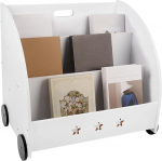 HUOLE Armas puukujuline raamaturiiul lastele, universaalne riiul, 2-tasandiline &uuml;mardatud nurkadega magamistuppa, elutuppa, 62 x 42 x 57 cm, valge (1 tk)