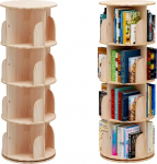 PTUWODS 360&deg; p&ouml;&ouml;rlev raamaturiiul raamaturiiul Kuuekandiline laste raamaturiiul K&otilde;rge raamaturiiul p&otilde;randal seisev nurgas raamatute riiulite hoidmise riiul koju elutuppa kontorisse (4-tasemeline)