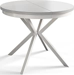 AlpiMeble Bergo &uuml;mmargune s&ouml;&ouml;gilaud pikendatav laud l&auml;bim&otilde;&otilde;t 90 cm / 170 cm Valge metalljalgadega valge