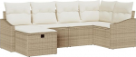 Rantry 6-teiliges Garten-Sofa-Set mit Kissen Beige Poly Rattan Gartenlounge Model3360612
