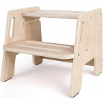 Kottwca Laste astmetool, 2 tasandit, libisemisvastane puidust astmetool k&auml;epidemega, tugev astmetool, kandev&otilde;ime kuni 150 kg, laste jalak&auml;ijate jalak&auml;ik vannituppa, valamusse, k&ouml;&ouml;ki, lastetuppa