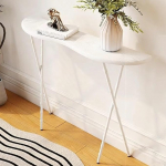 PQXQZ Retro-Konsolentisch mit Massivholzplatte Schmaler Langer Flurtisch f&uuml;r Wohnzimmer Flur und Eingangsbereich(White,90x20x80cm)