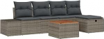 6-teiliges Garten Sofa Set mit Kissen in Grau Poly Rattan Gartenlounge Model3359587