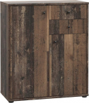 FORTE Tempra 2 kapp 2 ukse ja 2 sahtliga, puitmaterjalist, vanapuidust vintage stiilis, 73,7 x 85,5 x 34,8 cm (B x K x S)
