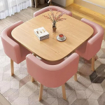 Modernes quadratisches Esstisch-Set - B&uuml;rokonferenztisch und Stuhl, Kombi, Pausenraum, Empfangsm&ouml;bel, stilvoller Freizeittisch for Zuhause und Arbeitsplatz