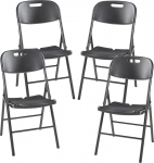 [en.casa] Ljusnarsberg kokkupandav aiatool 4-kohaline komplekt matkatoolidest Kokkupandav plastikust bistro tool metallraamiga 87 x 46 x 53 cm must