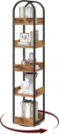 MAHANCRIS 5-astmeline p&ouml;&ouml;rlev raamaturiiul koos servakaitsega, nurgariiul, v&auml;ljapaneku stend, vabalt seisev hoiuriiul, elutuppa, &otilde;ppetuppa, kodukontorisse, vintage pruun ABKHR3501