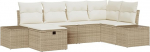 Rantry 6-teiliges Garten Sofa Set mit Kissen Beige Poly Rattan Gartenlounge Model3360712