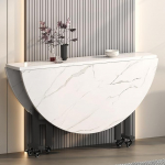 Platzsparender klappbarer Esstisch - eleganter K&uuml;chen- und B&uuml;rotisch, erweiterbar mit 6 Rollen, vielseitiges zusammenklappbares Design f&uuml;r kleine R&auml;ume, perfekt f&uuml;r Essen und Arbeit