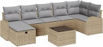 Rantry 8-teiliges Garten-Sofa-Set mit Kissen Beige Poly-Rattan Gartenlounge Model3359109