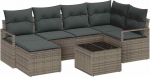 6-teiliges Garten Sofa Set mit Kissen Schwarz Poly Rattan, 2-Sitzer Garten Sofa mit Kissen Grau Poly Rattan Gartenlounge Model3346459