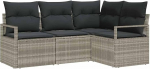4-osaline aia diivan komplekt padjaga helehall pol&uuml; rotangist aed Lounge Model3346362