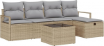 6-teiliges Gartensofa Set mit Kissen Beige Poly Rattan Gartenlounge Model3360501