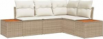 Gartensofa-Set mit Kissen 4 tk Beige und Creme Polyrattan Gartenm&ouml;bel Model3356746