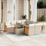 Modernes Diivan-Set, 9-teilig, mit Kissen in Beige, aus Polyrattan, Set f&uuml;r Schlafsofa, Wohnzimmer, Sofa, Set f&uuml;r den Au&szlig;enbereich, f&uuml;r den Au&szlig;enbereich, Modell 3273886