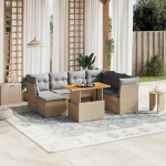 Gartensofa-Set 8-teilig mit Kissen in Beige aus Polyrattan, M&ouml;bel Set Schlafsofa Wohnzimmer Sofa Garten, Modernes Sofa f&uuml;r den Au&szlig;enbereich, M&ouml;bel Modell 3270954