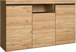 Skraut Home Sideboard - Nature mudel - 140 x 40 x 81 cm - Sissep&auml;&auml;sukapp 3 uksega - P&otilde;hjamaine stiil - Melamiin - Tamm ja must