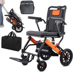 Wisging Ultra-Light Transport Wheelchair - Folding Portable Wheelchair with Handbrake - Trolleys for Older Plane Travel