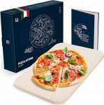 Blumtal Pizza Stone for Oven and Grill &ndash; Square, Made of Cordierite Stone up to 900 &deg;C &ndash; Pizza Stone for Bread and Pizza
