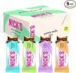 NICKS Protein Wafer Bar Sport Mix | 25% proteiin | 203 kalorit | Low Carb Protein Bar Chocolate Waffle Biscuits No Added Sugar Gluteenivaba (9 proteiinipatareid x 40 g)