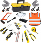 QeeHeng Kids Tool Set, Woodworking Tool Set, 30 Pieces Builder Children Real Hand Tools Kit Building Learning Home DIY Play for Beginners Learning Gift