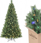 SALCAR Artificial Christmas Tree 2.1 m with Lighting, Nordmann Fir with Warm White and RGB LED Fairy Lights, 9 Modes and Remote Control, PVC Christmas Tree