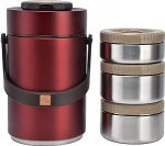 2,3 L isoleeritud termosflaas kuuma toidu jaoks, 304 roostevabast terasest, 3 taset, lekkekindel, virnastatav, termiline l&otilde;unakarbi konteiner, vaakumtoidu purk, supi s&auml;ilitamine kooli, kontori jaoks (1#)