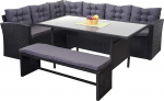 Mendler HWC-A29 Poly Rattan Set, Garden Furniture Set Lounge Dining Table Set, Black