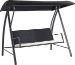 Outsunny Garden Swing 3-Seater with Roof, Polyrattan and Metal, Black, 198 x 124 x 179 cm