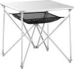 Uquip Mercy - Aluminum Folding Table for 4 People, Space for Legs, Practical Storage Net, 70 x 70 cm