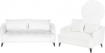 Hobro Boucl&eacute; 5-Seater Sofa Set White Quilted with Armrests Loose Back Cushions