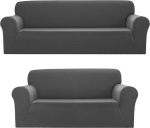 Sapphire Home Schonbezug-Set f&uuml;r Sofa, Loveseat Couch, Form-Fit, dehnbar & knitterfrei, M&ouml;belschutz, Premium-Stoff, Polyester-Spandex, Schonbezug Diamant, viele Farben 2pc set (Sofa, Love) hellgrau