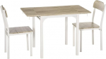 HOMCOM 3-Piece Dining Room Set with 2 Chairs and 1 Table Dining Table Set with Folding Table Top for Kitchen Small Rooms Steel MDF Natural + White 110 x 70 x 75 cm