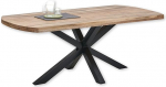 VENETI Dining Table Solid Wood Mango - High-Quality Dining Room Table with Star-Shaped Metal Frame for Your Dining Room - 200 x 77 x 100 cm (W x H x D)