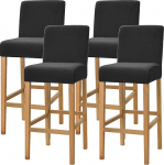 Dimatic Velvet Plush Chair Cover Counter Pub Bar Stool Chair Slipcover for Dining Room Cafe Bar Stool Slipcover m&ouml;&ouml;bli kaitsja Non-Slip Cover koos elastse alusega, 4 komplekt, must