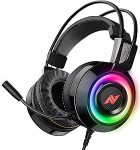ABKONCORE CH60 Gaming Headset koos t&otilde;elise 7.1 Surround Sound PC PS4 s&uuml;learvuti Bass Vibratsioon m&uuml;ra t&uuml;histav k&otilde;rvaklapid mikrofoniga LED Light Inline kontroller FPS m&auml;ngud BLACK