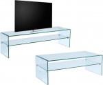 Vente-unique Set Couchtisch + TV-Schrank &Eacute;?? Hartglas &Eacute;?? Wohnzimmer Design Stileos