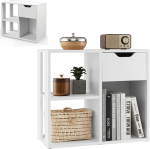 HOMASIS valge raamaturiiul, kuubikujuline riiul sahtli ja 3 sektsiooniga, puidust seisev riiul, avatud riiulitega kontoririiul, ruumijaoturi raamaturiiul elutuppa, kontorisse, magamistuppa