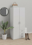 Dmora - Riidekapp 2 kahe ukse ja kolme sahtliga, v&auml;rv: valge, m&otilde;&otilde;tmed: 77 x 175 x 49 cm