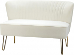 HULALA HOME Diivan 2-kohaline Lounge diivan v&auml;ike teismeliste tuppa elutuppa Sametne kuldsete metalljalgadega magamistuppa 114 x 74 x 79 cm valge