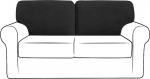 UNBBRRL diivanitagumik katab Stretch diivan T padjad Slipcover pingutuspaelaga Polar Fleece Jacquard Sobib tugitoolile Loveseat diivanile (must, T-vasak + T-parem)