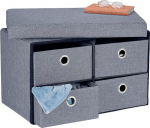 Relaxdays kokkupandav pink hoiuruumiga, 4 sahtlit, esikusse, elutuppa ja magamistuppa, istmekapp, HBT 39 x 60 x 38 cm, hall