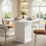 Tribesigns s&ouml;&ouml;gilaud 4 inimesele, 90 x 90 x 76 cm s&ouml;&ouml;gilaud metallist alusega, &uuml;mmargune k&ouml;&ouml;gilaud koos hoiukambriga koju, s&ouml;&ouml;gituppa, elutuppa, valge