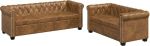 Chesterfield diivanikomplekt, Wohnzimmer, 3-Sitzer ja 2-Sitzer, 2-osaline, Braun
